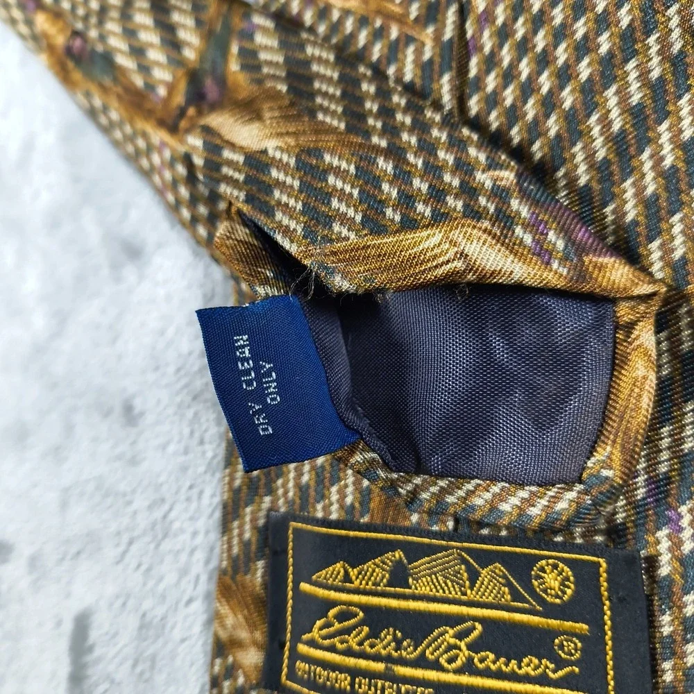 Vintage Eddie‎ Bauer Tie Mens 57x 3.75 Pheasant Tweed Silk USA Hunting Outdoors